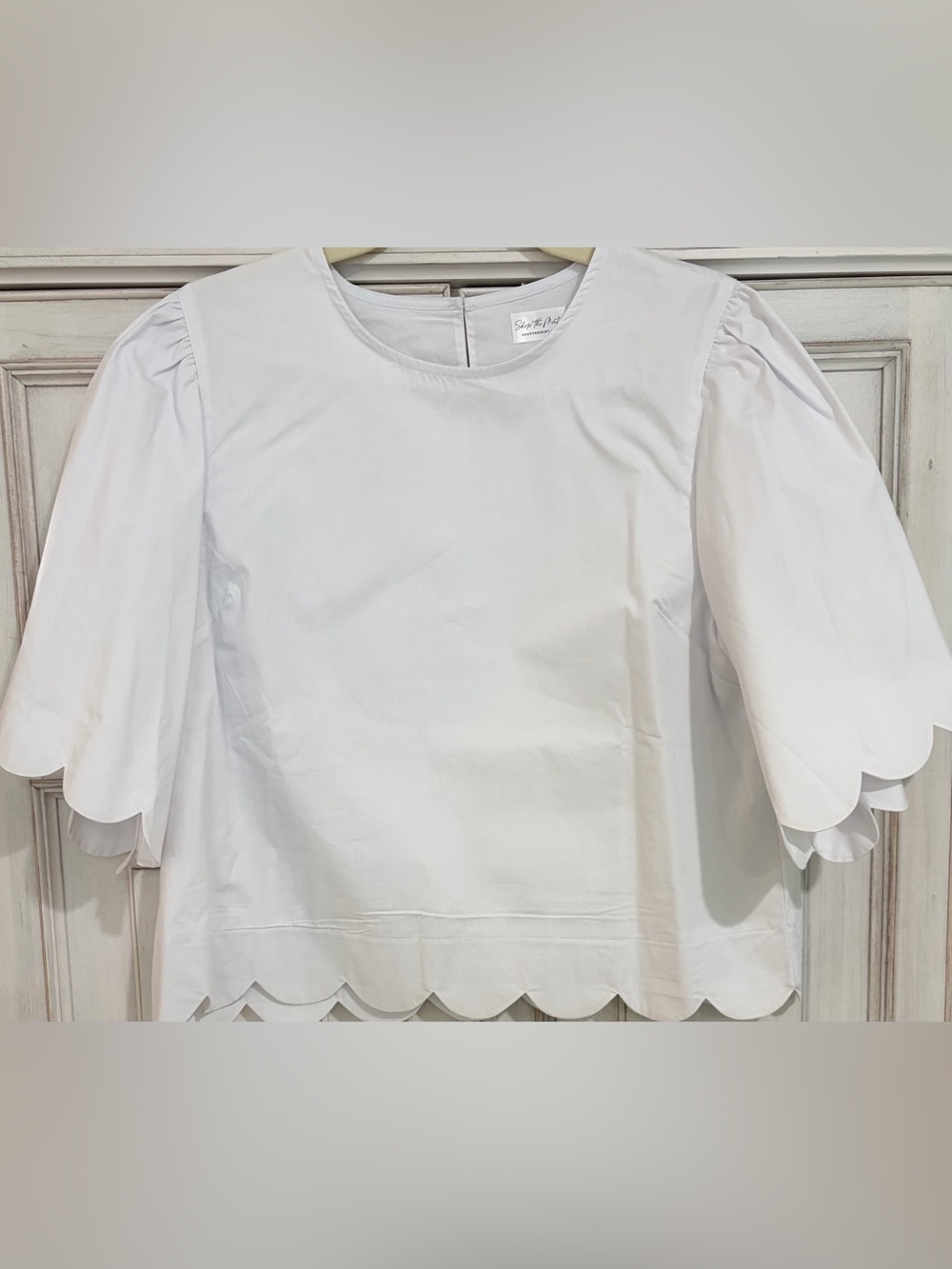 NWOT SZ XL Shop The Mint Scalloped Hem White Blouse